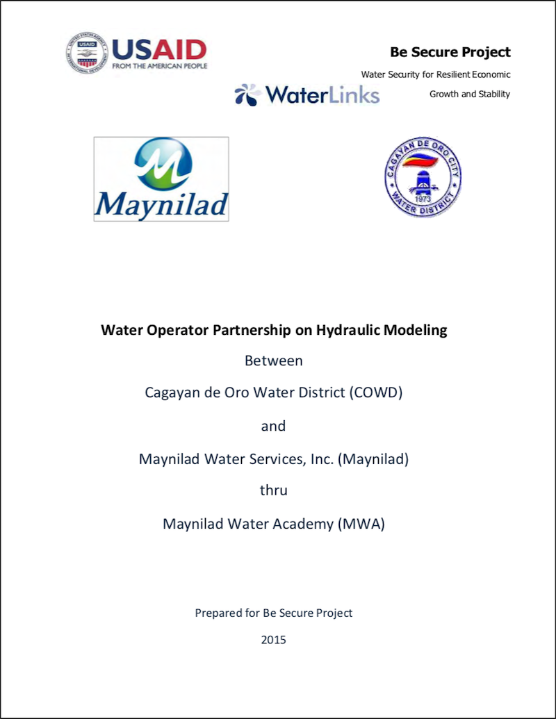 Water Operator Partnership On Hydraulic Modeling Between Cagayan De Oro Water District And 2434